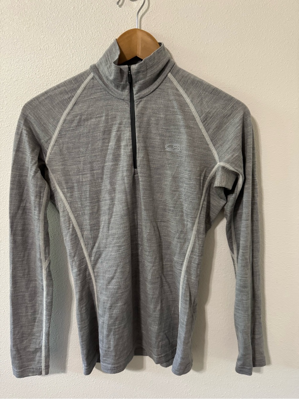 Icebreaker Merino 1/4 Zip Long Sleeve Top Heather Gray Base Layer Midweight-M